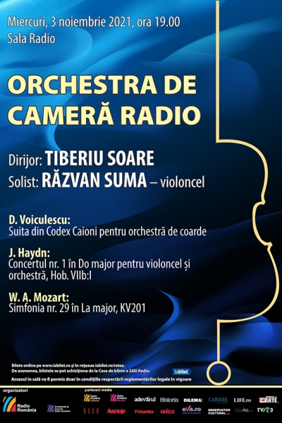  Dirijorul TIBERIU SOARE și violoncelistul RĂZVAN SUMA  vor fi aplaudați pe scena Sălii Radio